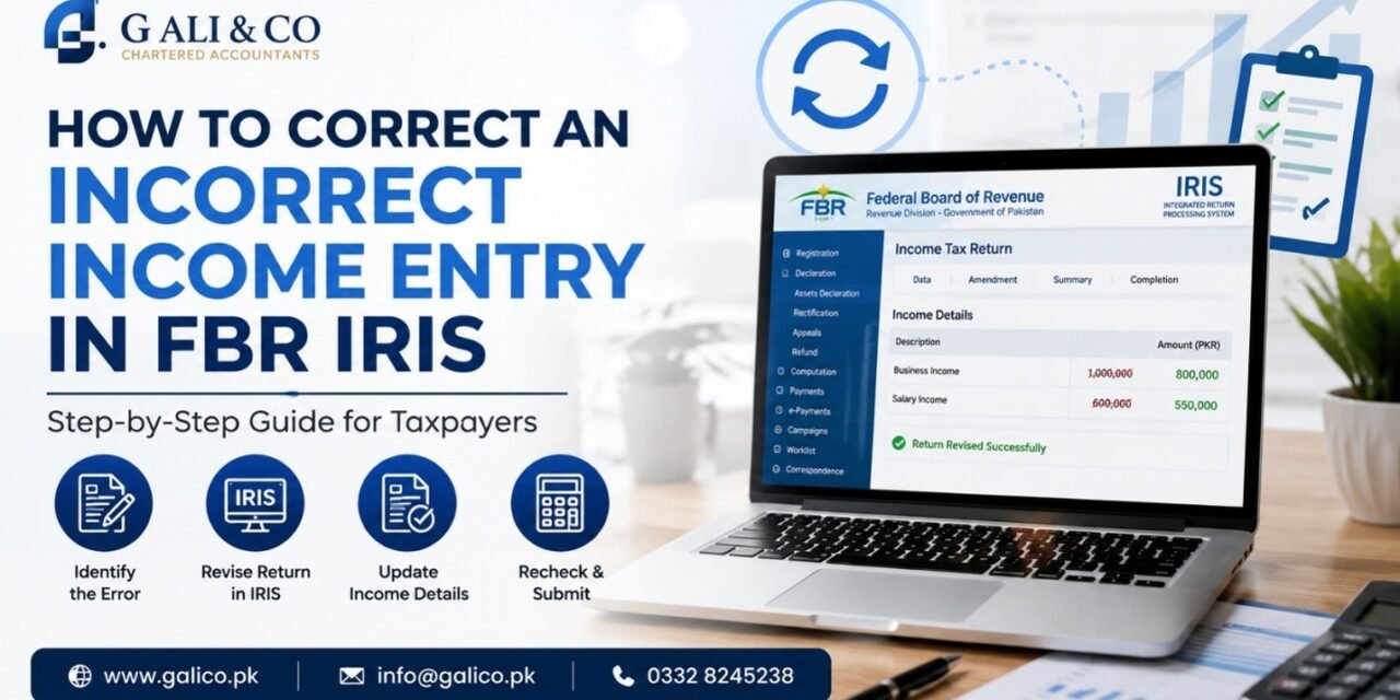 How to Correct an Incorrect Income Entry in FBR IRIS